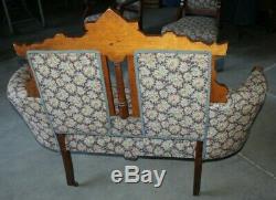 Late Victorian/Eastlake Style Parlor Set Settee and Two Chairs