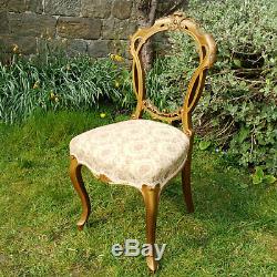 Late Victorian Giltwood Balloon Back Upholstered Side Chair C19th (Bedroom Desk)