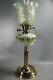 Late Victorian Hand Painted Oil Lamp Well/ Vaseline Glass Shade