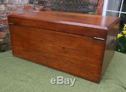 Late Victorian Oak Military Campaign Two-drawer Wellington Chestlock And Key