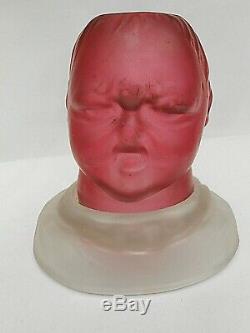 Late Victorian S. Clarke's Two-Faced Cranberry Glass BABY Fairy Lamp