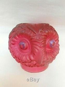 Late Victorian S. Clarke's Two-Faced Cranberry Glass OWL Fairy Lamp