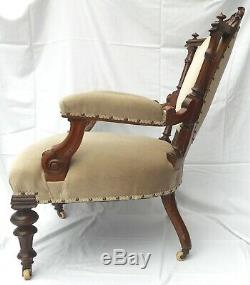 Late Victorian Show-frame Armchair (newly Upholstered) U. K. Customers Only