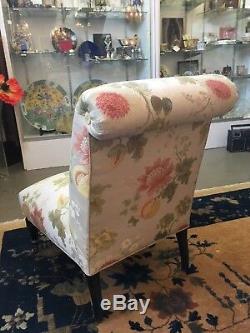 Late Victorian Slipper Chair with Vintage Scalamandre Floral Upholstery Fabric