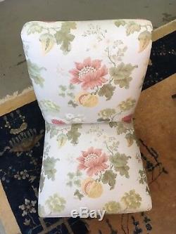 Late Victorian Slipper Chair with Vintage Scalamandre Floral Upholstery Fabric