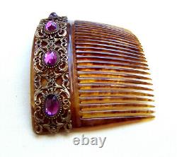Late Victorian hair comb amethyst glass hair accessory