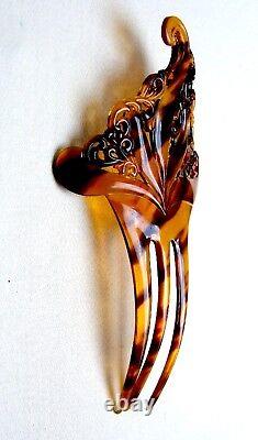 Late Victorian hair comb faux tortoiseshell celluloid accessory