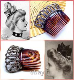 Late Victorian hair comb faux tortoiseshell rhinestone hair accessory