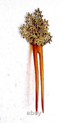 Late Victorian hair comb filigree leaf hair accessory