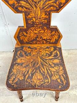 Late victorian antique flemish carved side chair floral leaves wonderful 1890