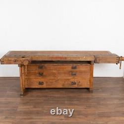 Long Rustic Carpenter's Workbench Console with Five Drawers, Denmark circa 1890