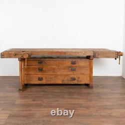 Long Rustic Carpenter's Workbench Console with Five Drawers, Denmark circa 1890