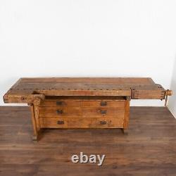 Long Rustic Carpenter's Workbench Console with Five Drawers, Denmark circa 1890