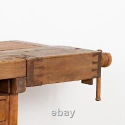 Long Rustic Carpenter's Workbench Console with Five Drawers, Denmark circa 1890