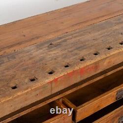 Long Rustic Carpenter's Workbench Console with Five Drawers, Denmark circa 1890