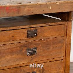 Long Rustic Carpenter's Workbench Console with Five Drawers, Denmark circa 1890