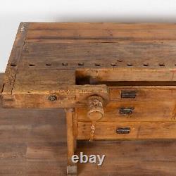 Long Rustic Carpenter's Workbench Console with Five Drawers, Denmark circa 1890