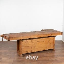 Long Rustic Carpenter's Workbench Console with Five Drawers, Denmark circa 1890