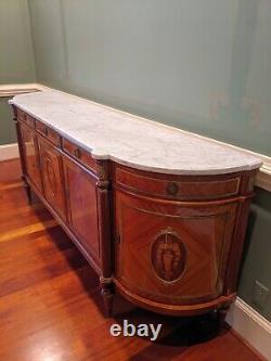 Louis XVI French Provincial Sideboard Ft. Inlaid Rosewood, Bronze Doré, Marble