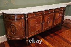 Louis XVI French Provincial Sideboard Ft. Inlaid Rosewood, Bronze Doré, Marble