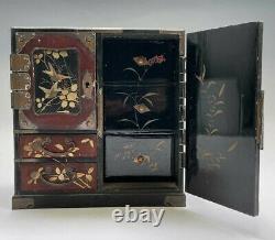 Lovely Antique Japanese Lacquer Table Cabinet Jewellery Late Meiji Period c. 1900
