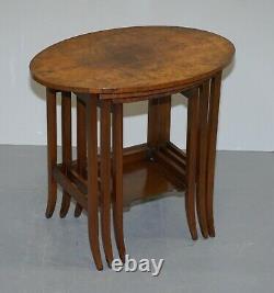 Lovely Circa 1900 Late Victorian Burr Walnut Nest Of Tables With Oval Main Piece