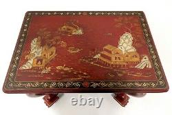 MAITLAND SMITH Red Chinoiserie Accent Table