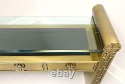 MASTERCRAFT Brass Glass Top Asian Chinoiserie Console Table