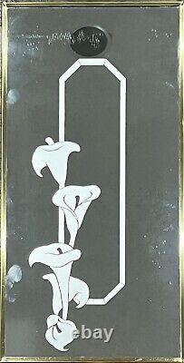 MCM mechanical Mirror Works Inc. Etched Lilies Wall Art Mirror Rectangle Framed
