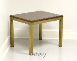 MOUNT AIRY FURNITURE Vintage Brass & Burl Wood Accent Table