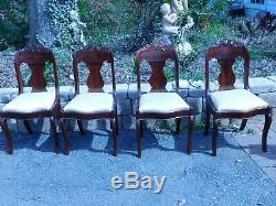 Mahogany Burl Dining Chairs Set of 4 Late 1800's to Early 1900's