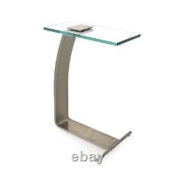 Marty Smith for DIA Modernist Glass & Steel Cantilever Drink Table, circa 1980