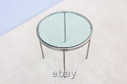 Mid-Century Modern Milo Baughman Round Glass and Stainless Steel Side End Table