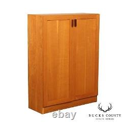 Mid Century Modern Style Double Door Oak Cabinet