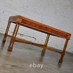 Mid-Late 20th Century Baker Furniture Campaign Style End Table Faux Bamboo Legs