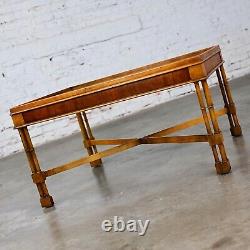 Mid-Late 20th Century Baker Furniture Campaign Style End Table Faux Bamboo Legs