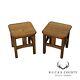 Mission Style Pair of Oak Taboret Side Tables