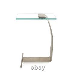 Modernist Glass & Steel Cantilever Drink Table by Marty Smith for DIA