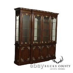 Monumental French Louis XVI Style Mahogany, Partial Gilt Breakfront