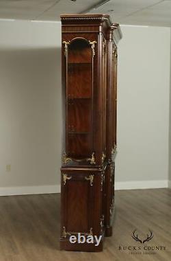 Monumental French Louis XVI Style Mahogany, Partial Gilt Breakfront