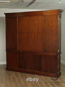 Monumental French Louis XVI Style Mahogany, Partial Gilt Breakfront