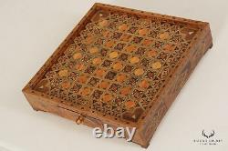 Moorish Style Bone and Exotic Wood Inlaid Chess Board