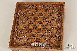 Moorish Style Bone and Exotic Wood Inlaid Chess Board