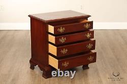 Nathan Hale Chippendale Style Pair of Cherry Four Drawer Chest Nightstands