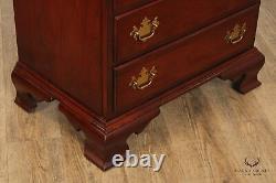 Nathan Hale Chippendale Style Pair of Cherry Four Drawer Chest Nightstands