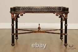 Neoclassical Style Faux Bamboo Mahogany Coffee Tray Table