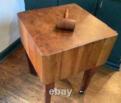 OUTSTANDING Authentic late 1800s Maple end cut dovetailed Butcher Block table