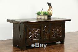 Oak late 1700's French Primitive Carved Country Sideboard or TV Console