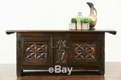 Oak late 1700's French Primitive Carved Country Sideboard or TV Console