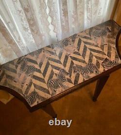 One-of-a-kind, Late 20th Century Bombay Company Zebra Motif Wood Side Table
